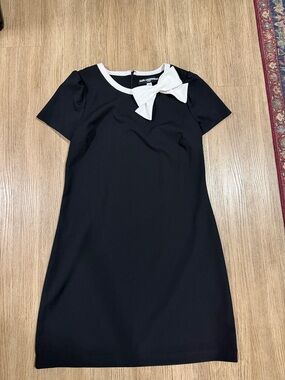 Karl Lagerfeld Black Mini Dress with White Bow size 12